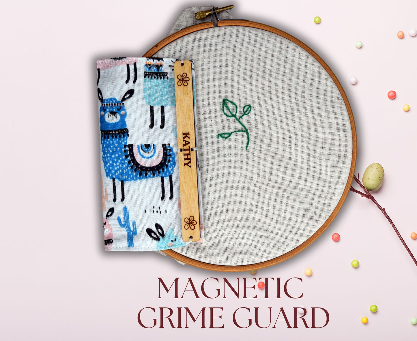 Universal Magnetic Grime Guard for qsnap hoop scroll frame rotate Embroidery grime guard 8×8 11×11 11×17 frame llama