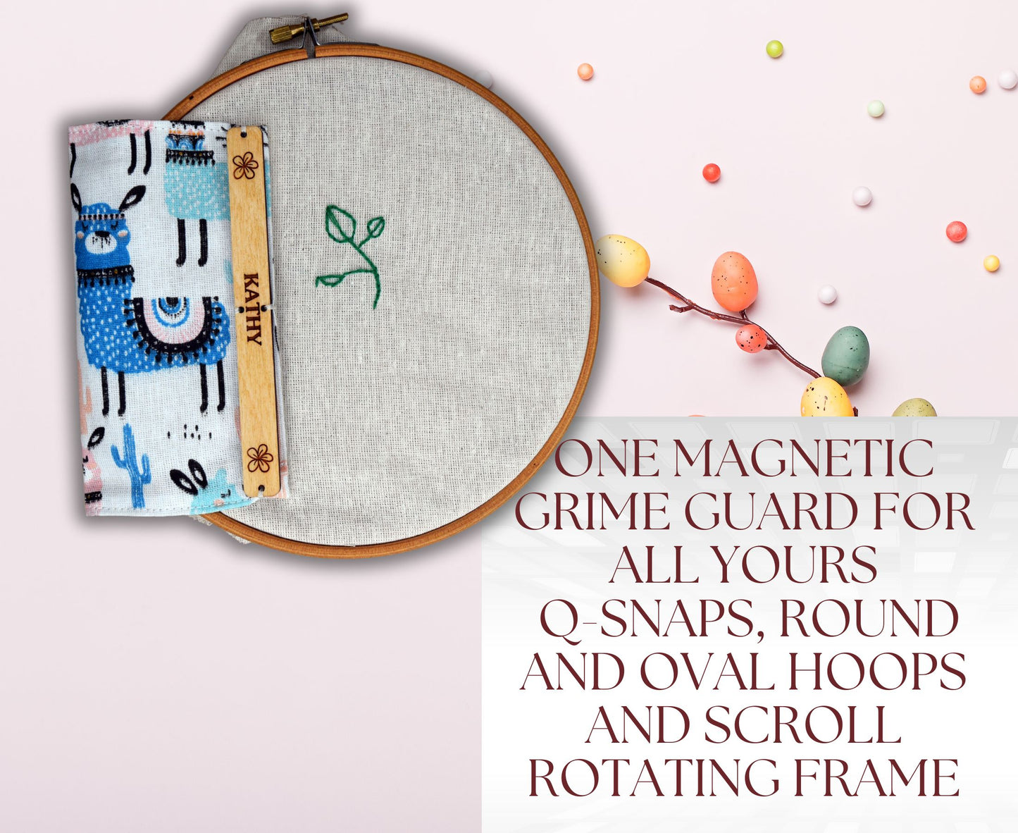 Universal Magnetic Grime Guard for qsnap hoop scroll frame rotate Embroidery grime guard 8×8 11×11 11×17 frame llama