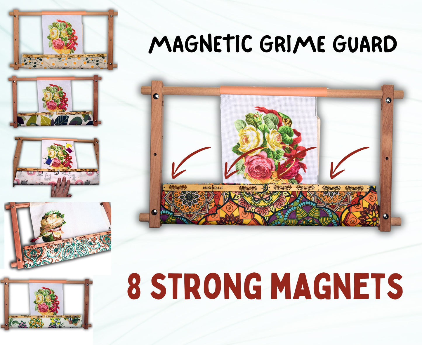 Grime guard for embroidery stand Frame Adjustable Needlework frame Scroll Frame cross stitch kit Magnetic grime guard 11x17 Frame tapestry