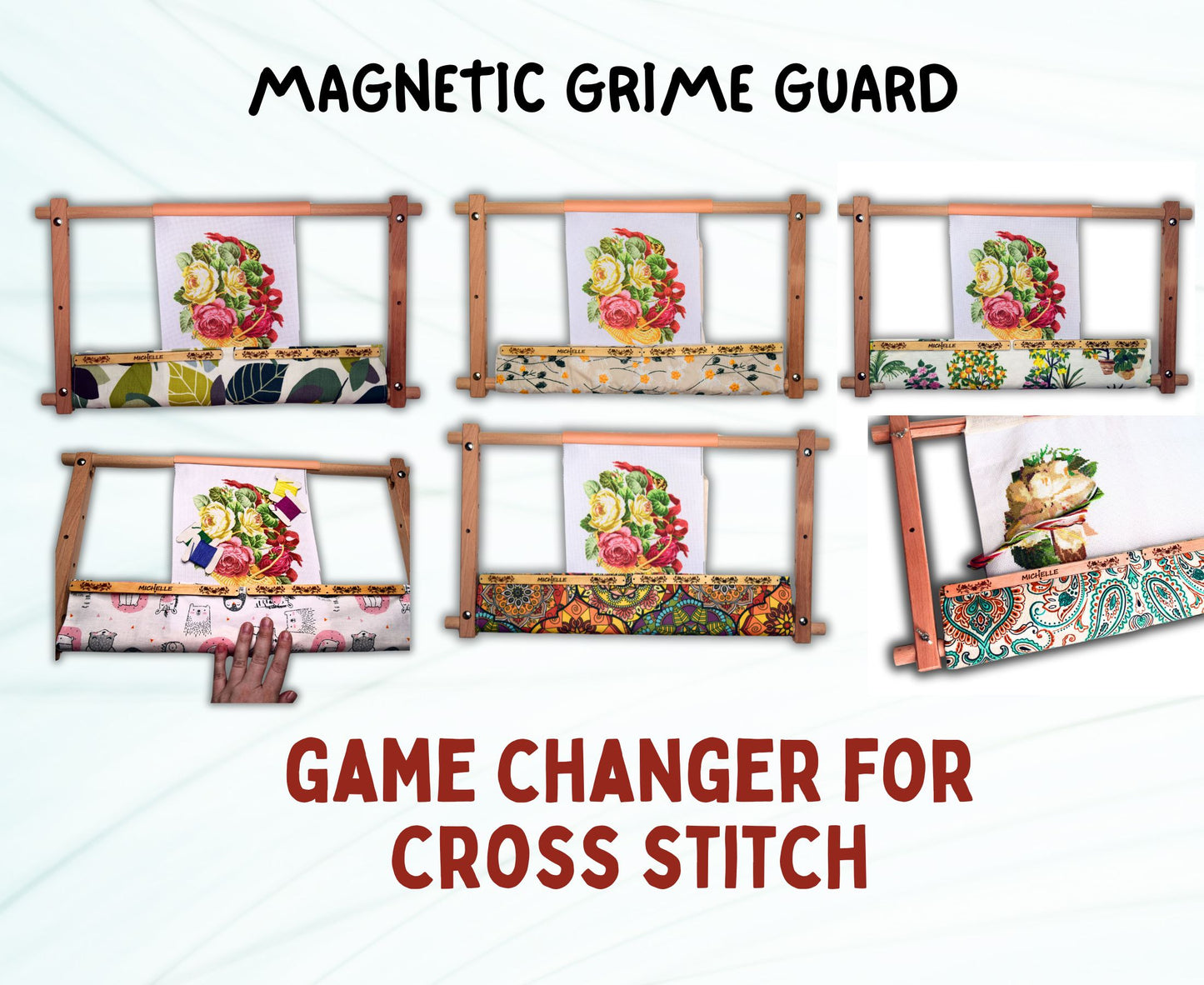 Grime guard for embroidery stand Frame Adjustable Needlework frame Scroll Frame cross stitch kit Magnetic grime guard 11x17 Frame tapestry