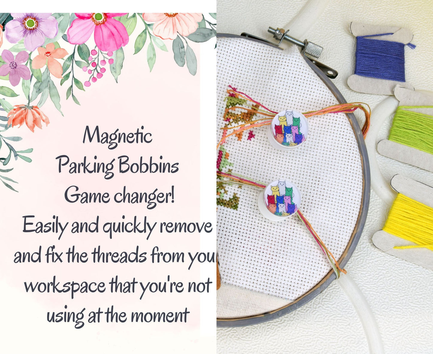 parking bobbins for cross stitching embroidery bobbins magnetic parking method cross stitch Magnetic clips for tightening floss Cross stitch parking bobbins for embroidery frame scroll rod qsnap hoop Tension clips thread catcher magnet dariamakes cross stitch pattern cross stitch art counted cross stitch floss drops for cross stitch kit embroidery stand funny embroidery dog embroidery embroidery organizer embroidery floss クロスステッチ刺繍ツール