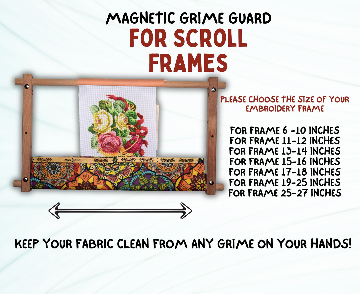 Grime guard for embroidery Frame embroidery stand Needlework frame Scroll Frame cross stitch kit Magnetic grime guard 11x17 Stitching Frame